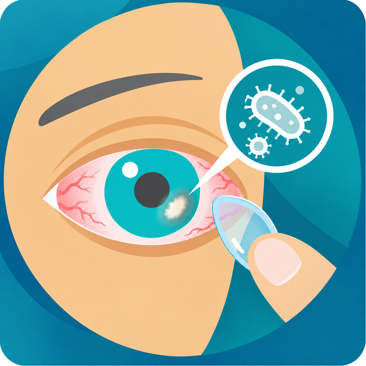 Illustration : Abcès de cornée et infections sous lentilles